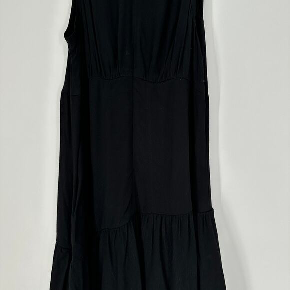 Chelsea28 Black Jewel Neck Sleeveless Tiered Asymmetric Midi Dress Womens XS - Picture 4 of 11